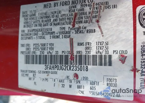 2012 Ford Fusion Sel из США, поврежденный, VIN 3FAHP0JG2CR235018